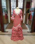 Flamenco Dresses on Offer. Mod. Verdiales Rojo Lunar Blanco. Size 36 140.50€ #50760VERDIALESRJBC36